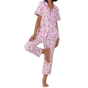 BedHead PJs Pink Western Cowgirl Toile Pajama Set Jet Setter Cropped  S
